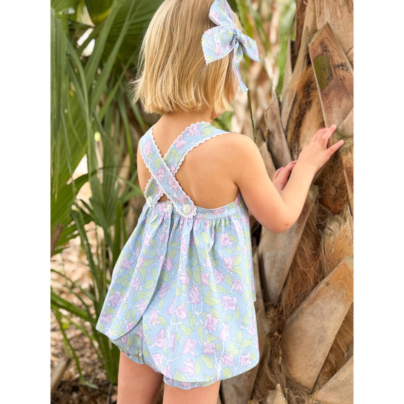 Swetes Bloomer Set in Blue with Lavender Bougainvillea