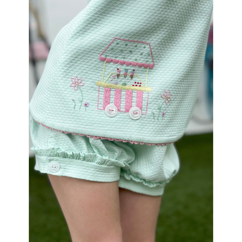 Jenny Bloomer Short- Mint Pique