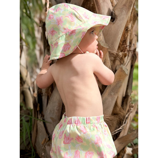 Nonsuch Swim Bloomer in Yellow with Pink Bougainvillea