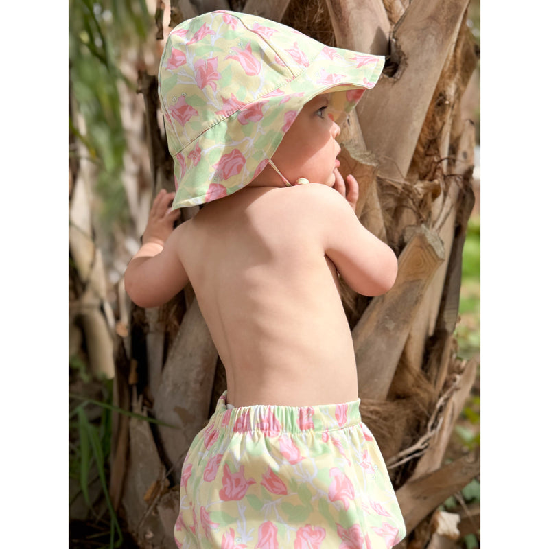Nonsuch Swim Bloomer in Yellow with Pink Bougainvillea