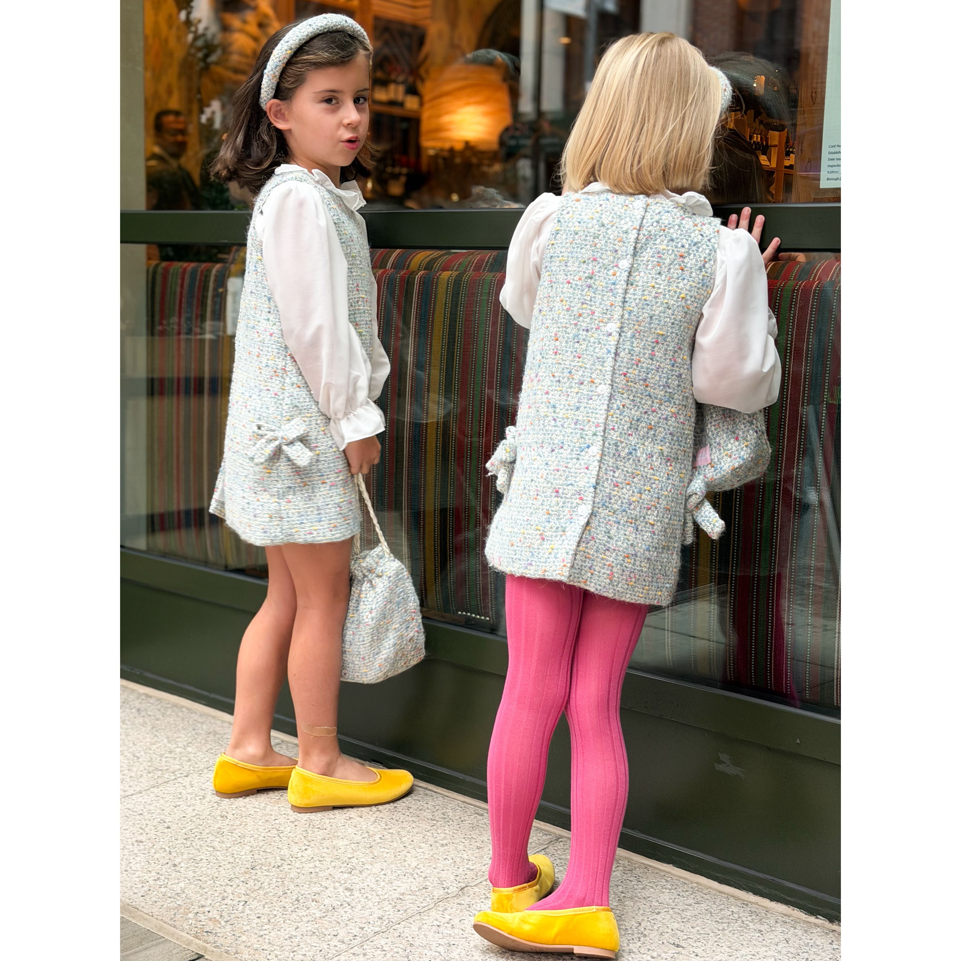 Ribbed Tights in Raspberry