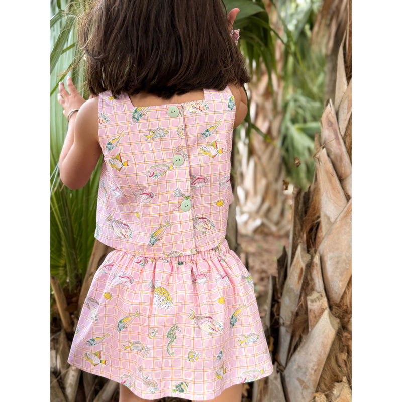 Stargazers Skort Set in Pink Fishing Net
