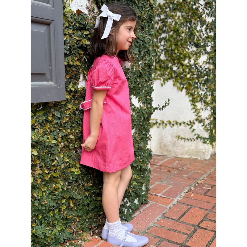 Lane Dress- Candy Pink Bitty Dot