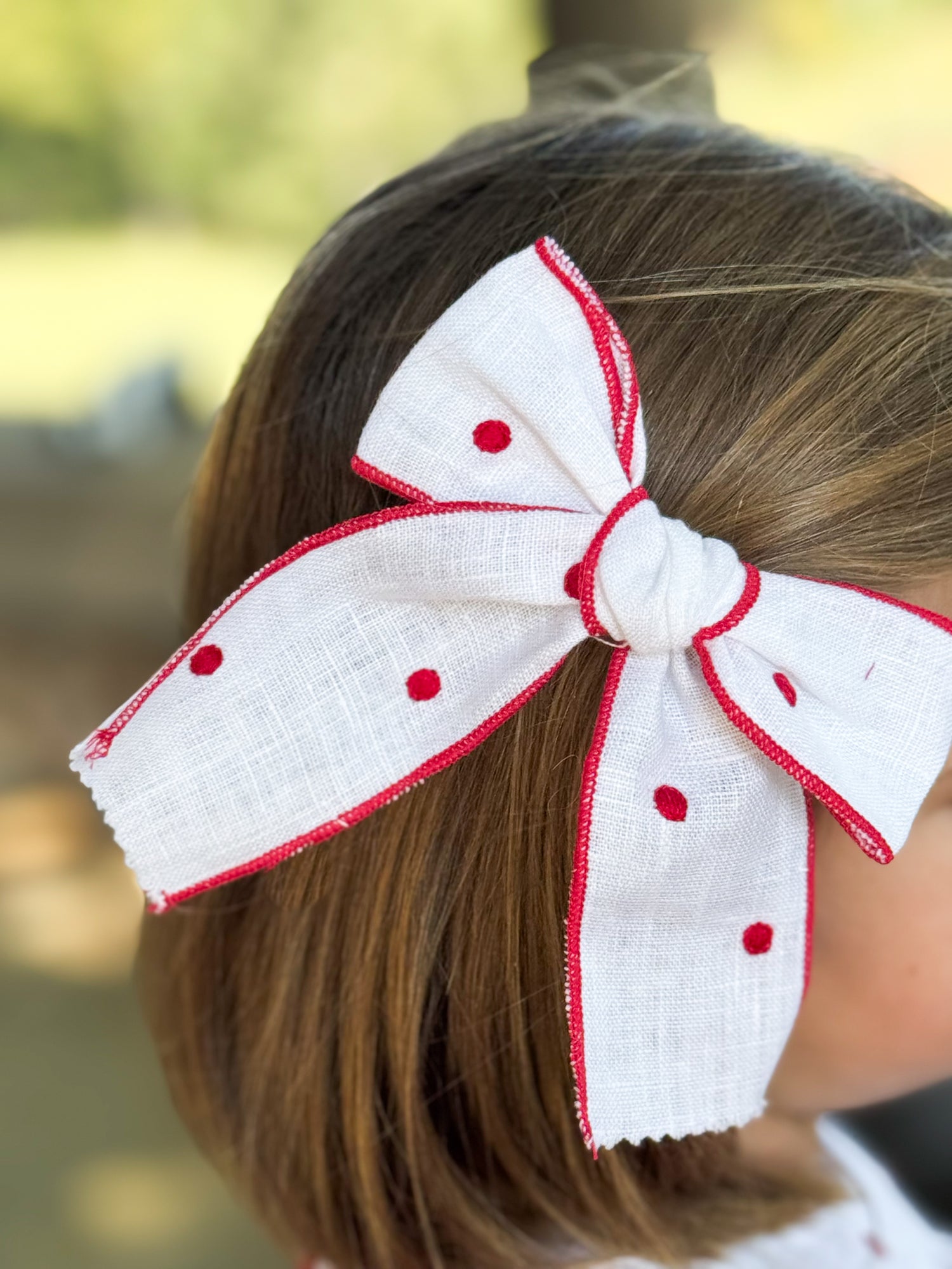 Embroidered Dot Bow