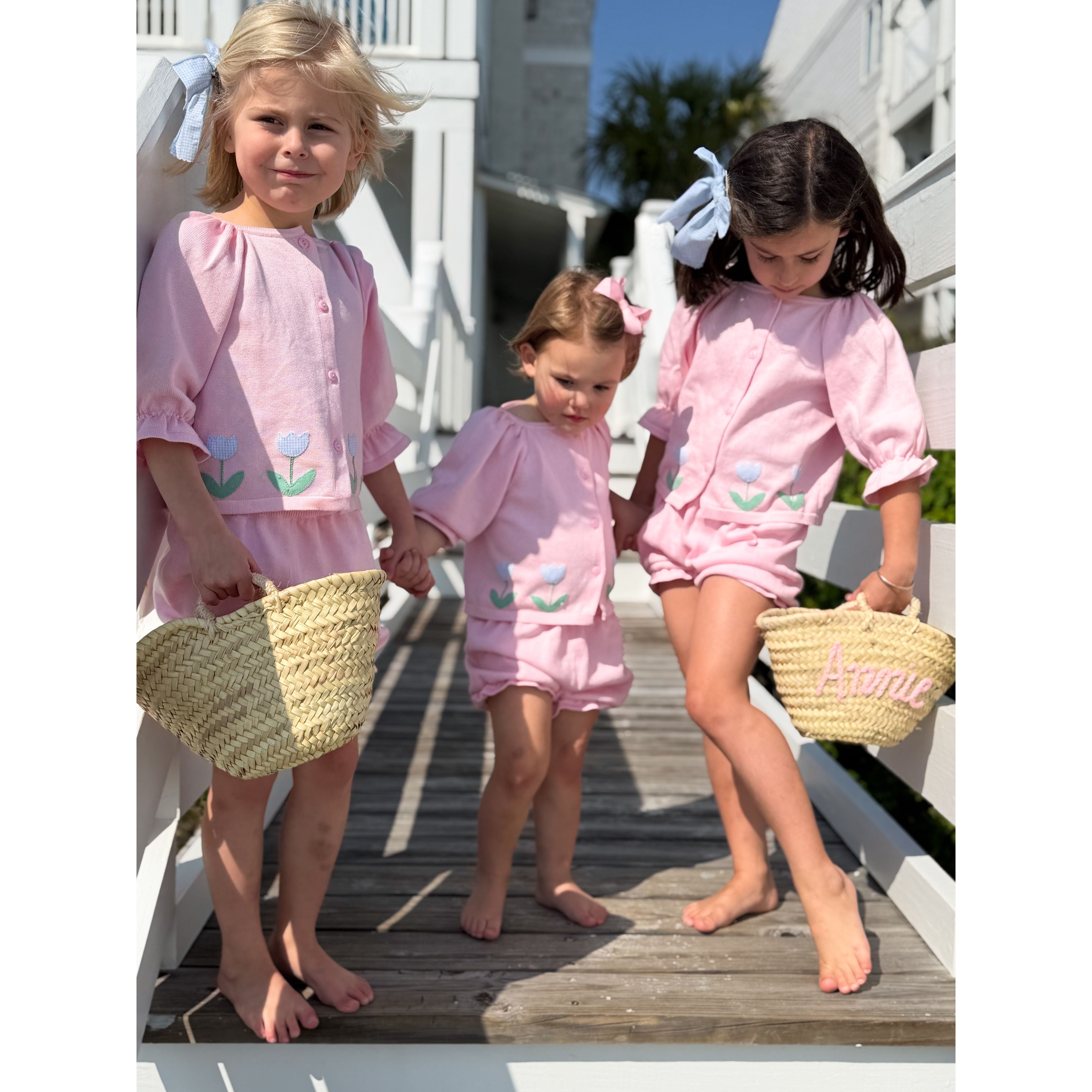 Appliquéd Flower Sweater Set