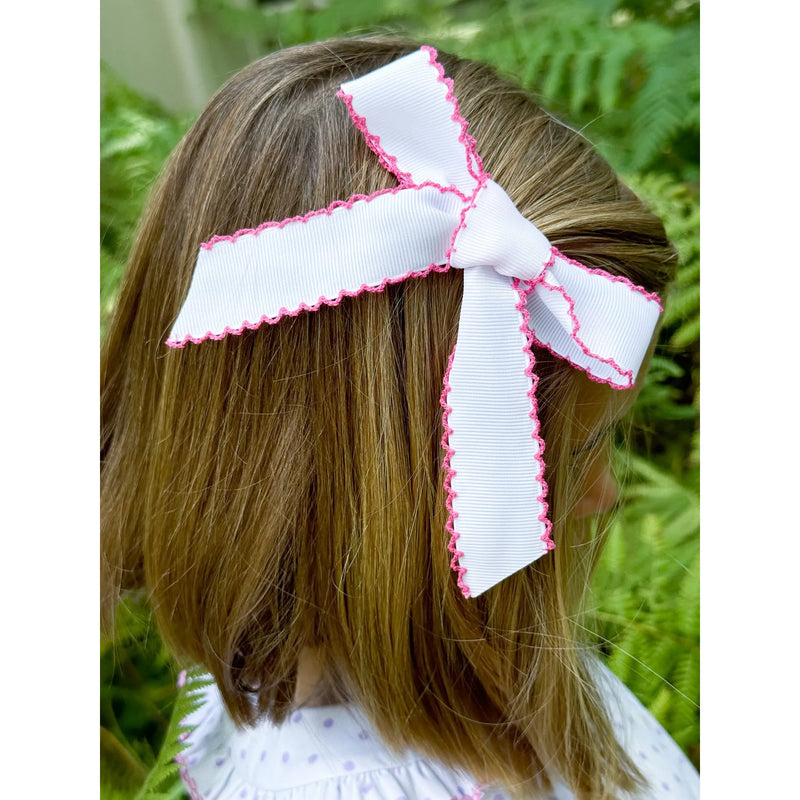 Bow- Hot Pink Picot Trim