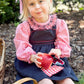 Red/Navy Smocked Ruffle Blouse