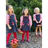 Red/Navy Smocked Ruffle Blouse