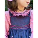 Red/Navy Smocked Ruffle Blouse