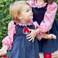 Red/Navy Smocked Ruffle Blouse