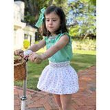 Smocked Ruffle Angel Sleeve Blouse- Grass Green