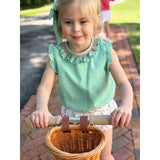 Smocked Ruffle Angel Sleeve Blouse- Grass Green