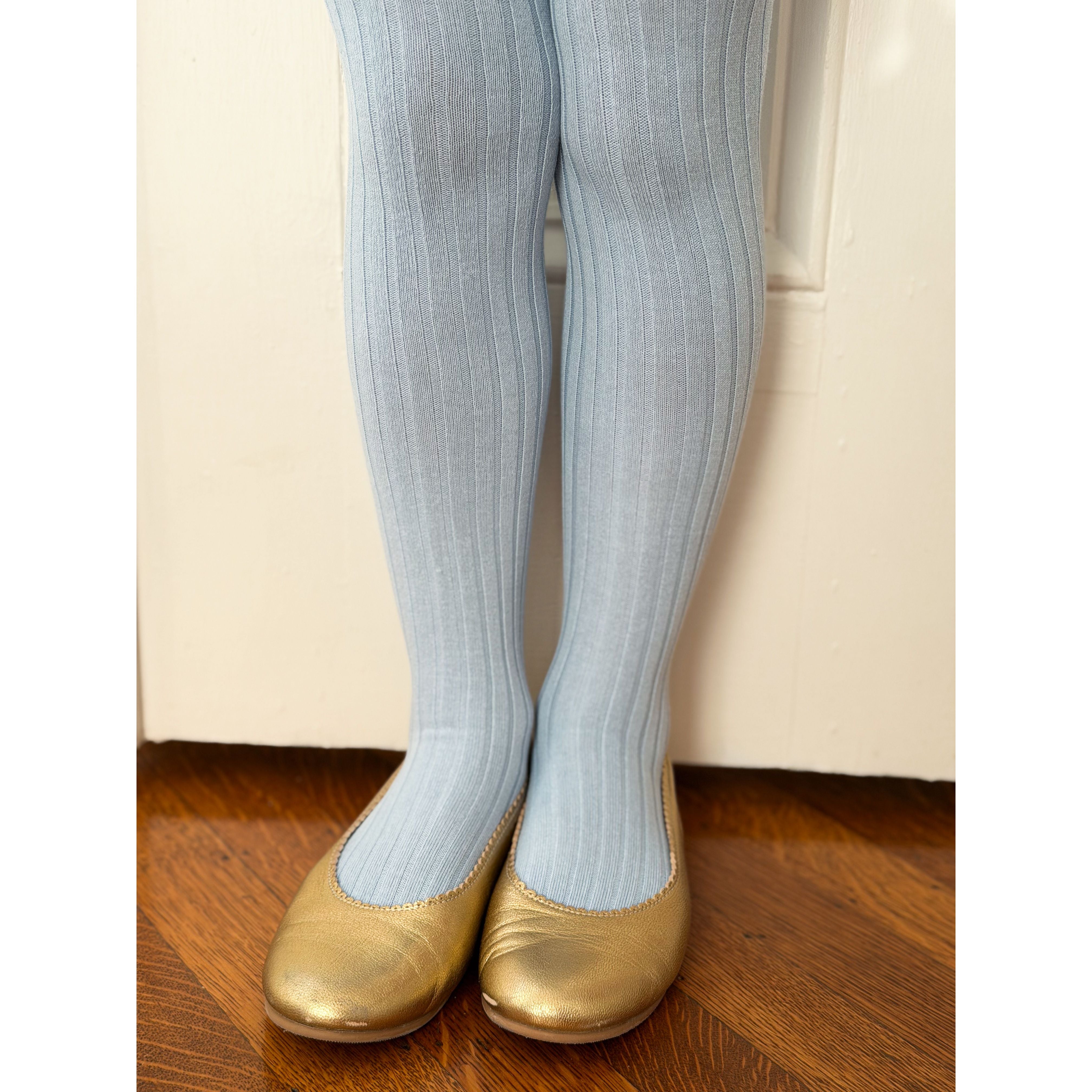 Ribbed Tights in Powder Blue