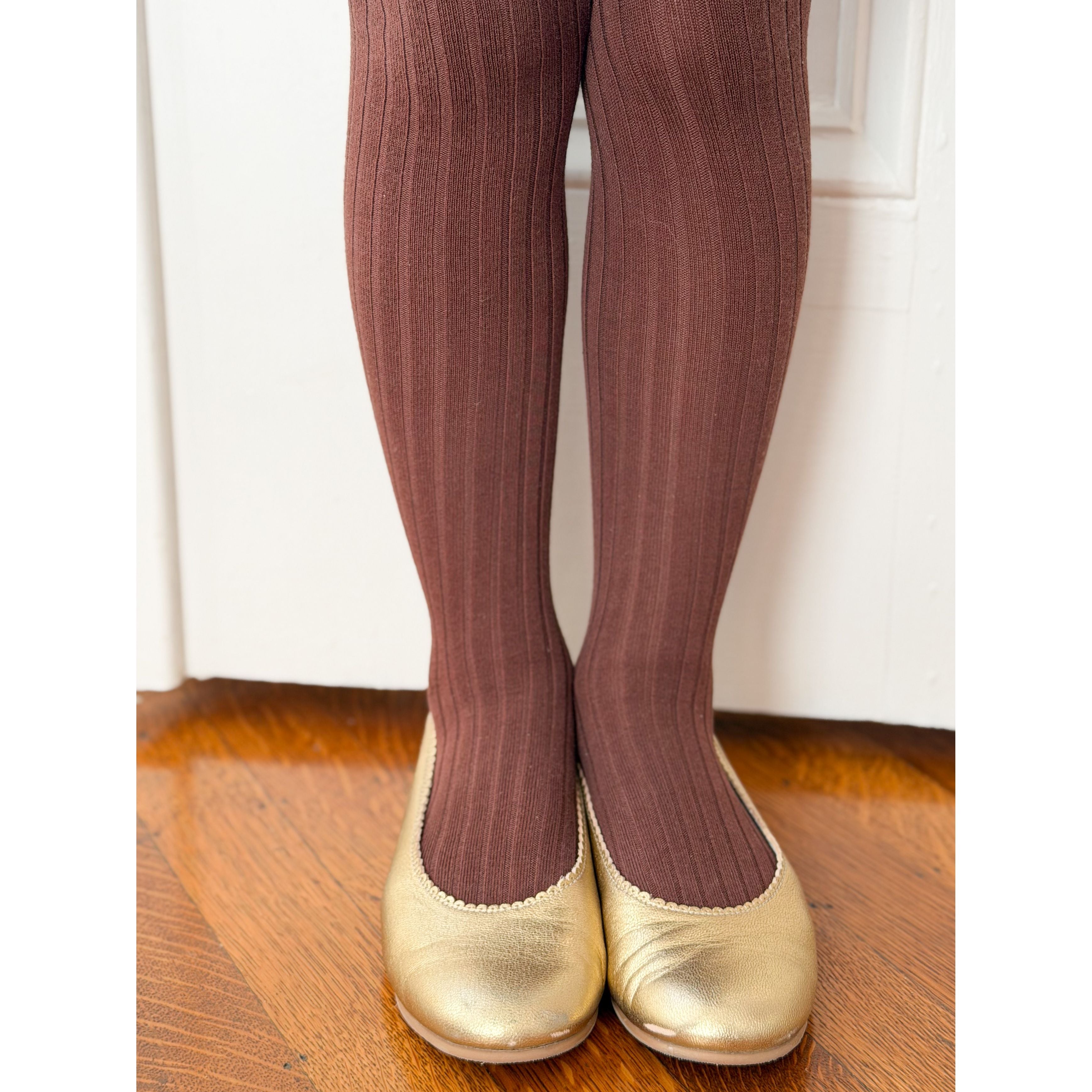 Ribbed Tights in Chocolate