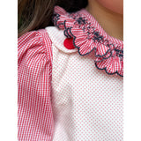 Red/Navy Smocked Ruffle Blouse