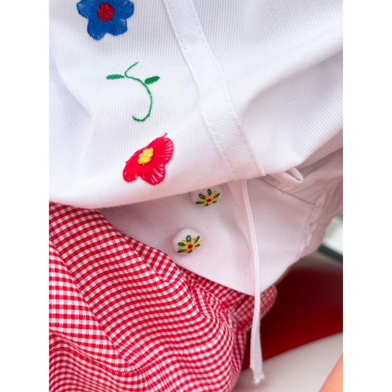 AK Archival Embroidered Smocked Blouse and Shorts