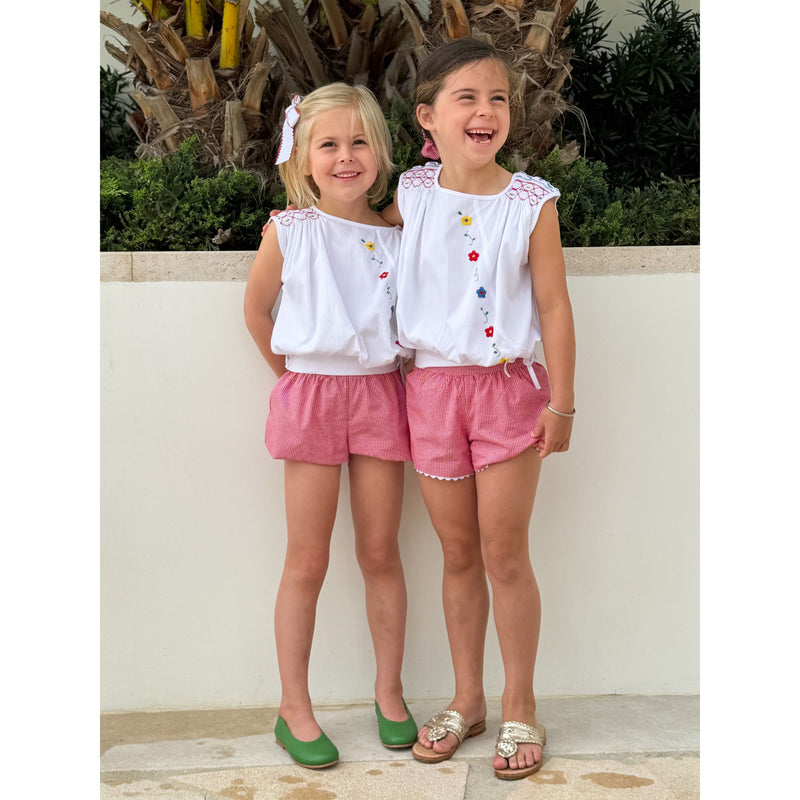 AK Archival Embroidered Smocked Blouse and Shorts