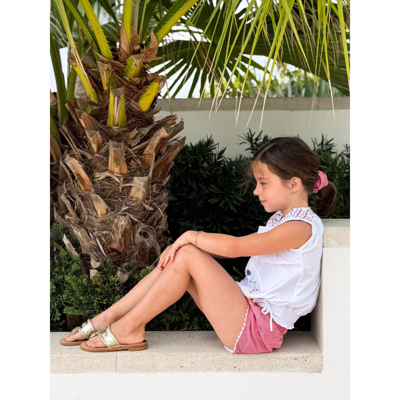 AK Archival Embroidered Smocked Blouse and Shorts