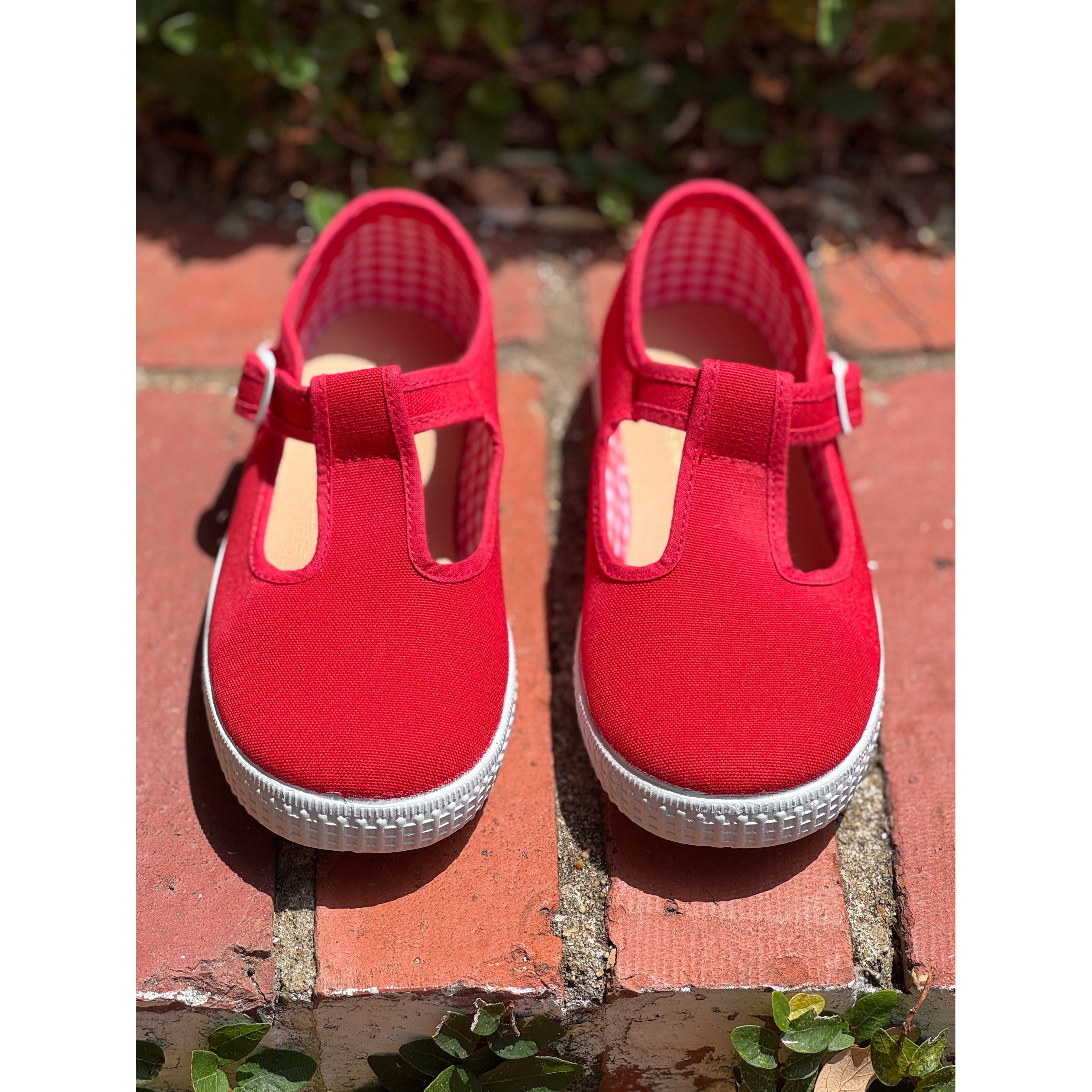 Canvas T-Strap in Red