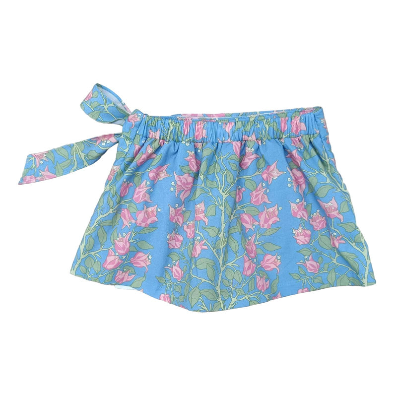 Loblolly Wrap Skirt in Blue with Pink Bougainvillea