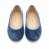 French Blue Velvet Flat